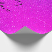 ピンクパープルハッピーバースデーグリッター名前をカスタムする ラッピングペーパー (角)