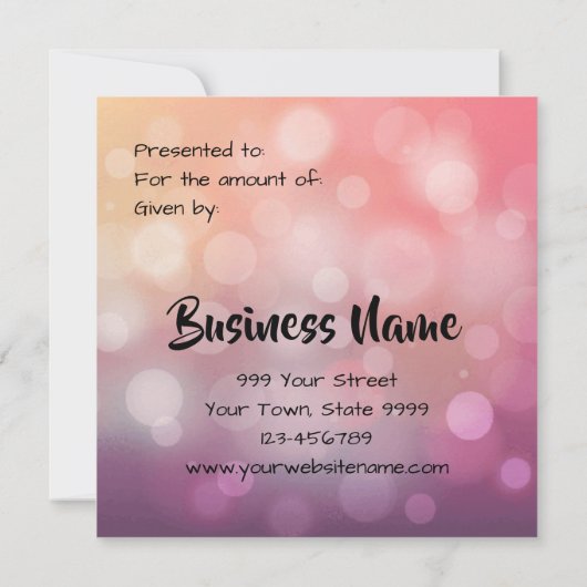 ピンクパープルハッピーホリデーズギフト券 (裏面)