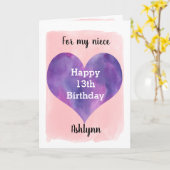 ピンクパープルハッピー13誕生日姪 カード (黄色い花)