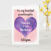 ピンクパープルハッピー13誕生日孫娘 カード (黄色い花)