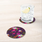 ピンクパープルハミかわいらしドリ熱帯パターン ラウンドペーパーコースター (インサイチュ)