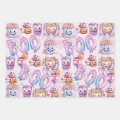 ピンクパープルハロウィーンの水色 ラッピングペーパーシート (正面2)