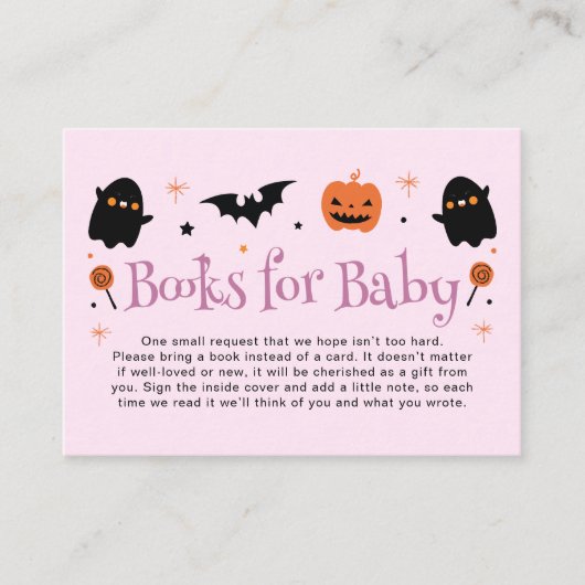 ピンクパープルハロウィーン赤ちゃんシャワー予約リクエスト エンクロージャーカード (正面)