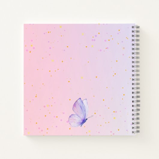 ピンクパープルバタフライオールエイジズ誕生日ゲストブック ノートブック (裏面)