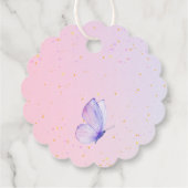 ピンクパープルバタフライガールオールエイジ誕生日 フェイバータグ (裏面)