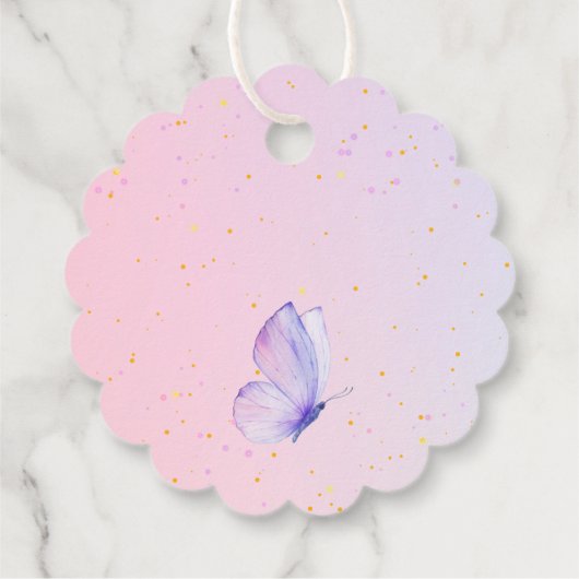 ピンクパープルバタフライガールオールエイジ誕生日 フェイバータグ (裏面)