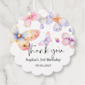 ピンクパープルバタフライガールオールエイジ誕生日 フェイバータグ (正面)