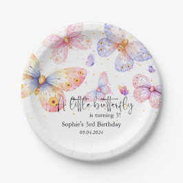 ピンクパープルバタフライガールオールエイジ誕生日 ペーパープレート