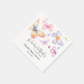 ピンクパープルバタフライガールベビーシャワー スタンダードカクテルナプキン (角)