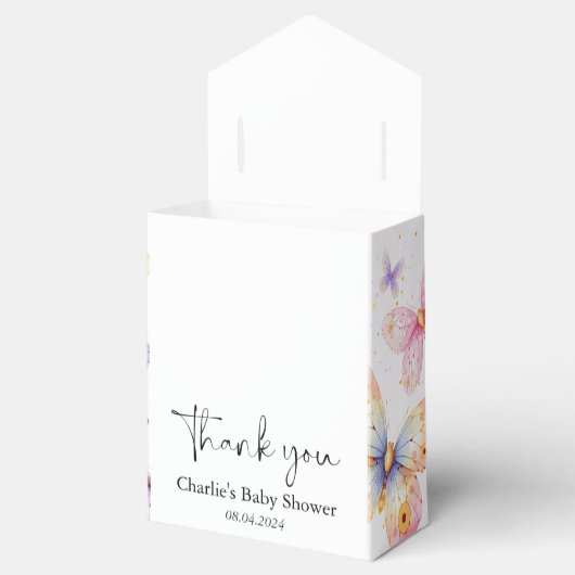 ピンクパープルバタフライガールベビーシャワー フェイバーボックス (オープン)