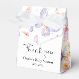 ピンクパープルバタフライガールベビーシャワー フェイバーボックス