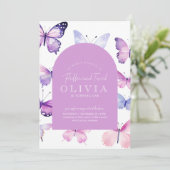 ピンクパープルバタフライガール1st誕生日パーティー 招待状 (スタンド正面)