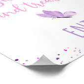 ピンクパープルバタフライスイートトリート誕生日標識 ポスター (角)