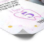 ピンクパープルバタフライファースト誕生日マイルストーン位置 ポスター (角)