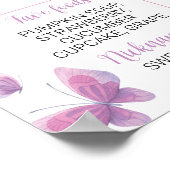 ピンクパープルバタフライファースト誕生日マイルストーン ポスター (角)