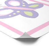 ピンクパープルバタフライフラワー子供部屋ウォールアート ポスター (角)