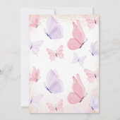 ピンクパープルバタフライベビーシャワー 招待状 (裏面)