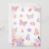 ピンクパープルバタフライベビーシャワー 招待状 (裏面)