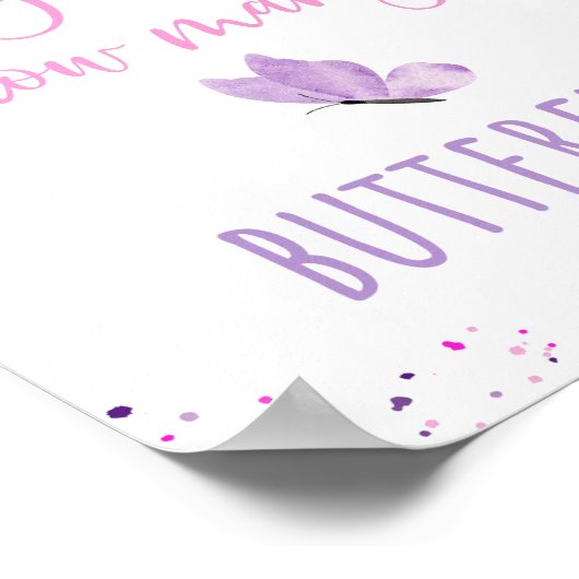 ピンクパープルバタフライ推測ゲームの数 ポスター (角)