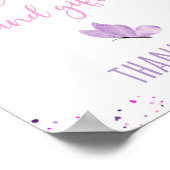 ピンクパープルバタフライ誕生日ギフトサイン ポスター (角)