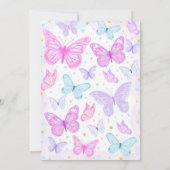 ピンクパープルバタフライ誕生日招待状 招待状 (裏面)