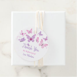 ピンクパープルバタフライ誕生日 フェイバータグ