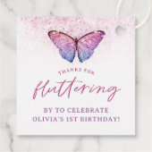 ピンクパープルバタフライ1st誕生日ありがとう フェイバータグ (裏面)