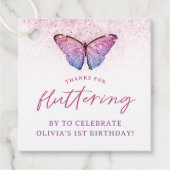ピンクパープルバタフライ1st誕生日ありがとう フェイバータグ (正面)