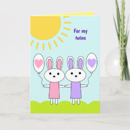 ピンクパープルバニーツニーガールズイースター シーズンカード