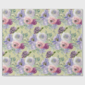 ピンクパープルバラガーデン ラッピングペーパー (フラット)