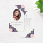 ピンクパープルバラシルバークロス葬儀祈りの言葉カード (デスク)