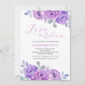 ピンクパープルバラフローラブライダルシャワー 招待状 (正面)