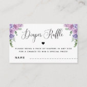 ピンクパープルバラフローラベビーシャワーおむつラッフル エンクロージャーカード (正面)