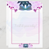 ピンクパープルバラフローラ並み筆記用紙 (正面/裏面)