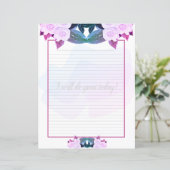 ピンクパープルバラフローラ並み筆記用紙 (スタンド正面)