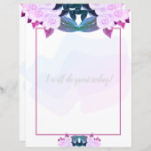 ピンクパープルバラフローラ筆記用紙 (正面/裏面)