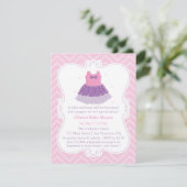 ピンクパープルバレリナツチュドレスガールベビーシャワー 招待状 (スタンド正面)