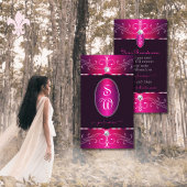 ピンクパープルバーガン華美オーナメントイニシャルグラム 名刺