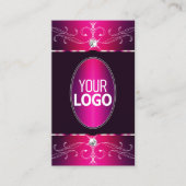 ピンクパープルバーガン華美オーナメントロゴのグラムを追加 名刺 (正面)