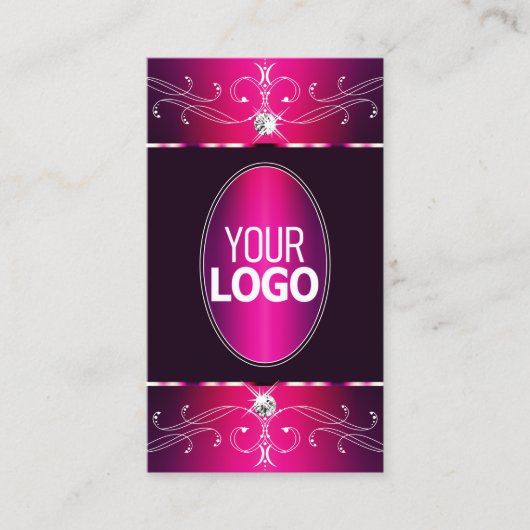 ピンクパープルバーガン華美オーナメントロゴのグラムを追加 名刺 (正面)
