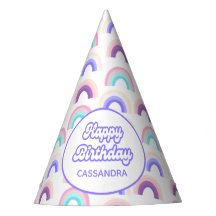 ピンクパープルパステルウォーターカラーレインボーパーティーハット