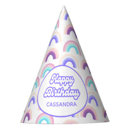 ピンクパープルパステルウォーターカラーレインボーパーティーハット パーティーハット