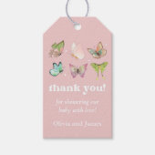 ピンクパープルパステルバタフライガールベビーシャワー ギフトタグ (正面)