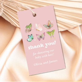 ピンクパープルパステルバタフライガールベビーシャワー ギフトタグ