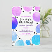 ピンクパープルパステルバルーンバースデーパーティー 招待状 (スタンド正面)