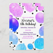 ピンクパープルパステルバルーンバースデーパーティー 招待状 (正面/裏面)