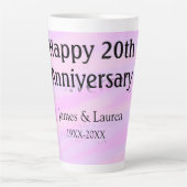 ピンクパープルパステル名入れ20周年記念日 カフェラテマグ (正面)