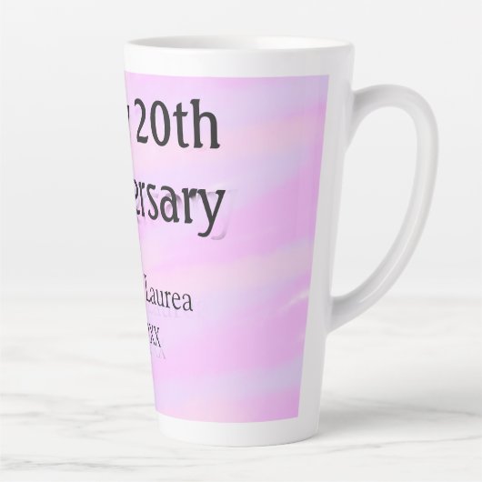 ピンクパープルパステル名入れ20周年記念日 カフェラテマグ (右)