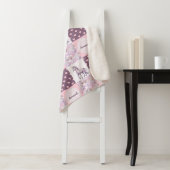 ピンクパープルパッチワークユニコーンハート名前をカスタムする シェルパブランケット (インサイチュ)