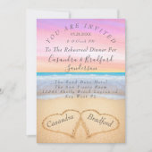 ピンクパープルビーチ2ハートサンドリハーサルディナー 招待状 (正面)